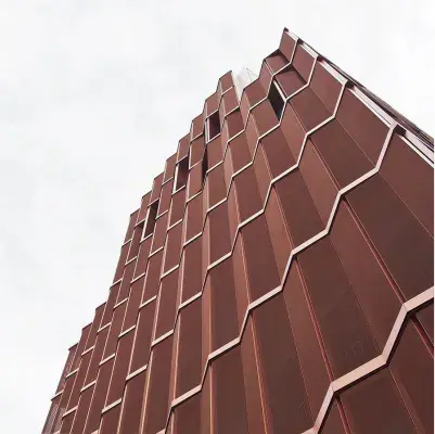 Position of the copper coloured expanded metal mesh panels when folded