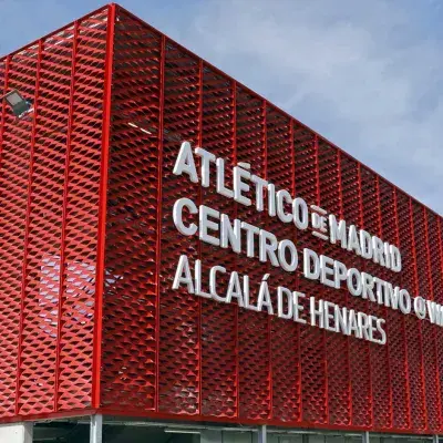 Expanded metal facade covering of the Centro Deportivo Atletico Madrid