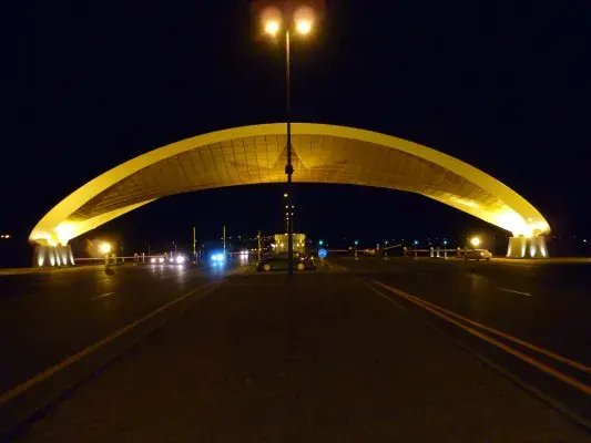 Panoramic view Baku Terminal Airport illuminated at night