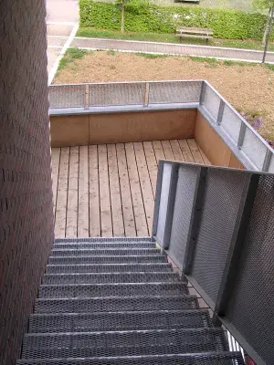 Expanded metal staircase in municipal offices